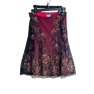 Basil & Maude Mesh Beaded Skirt Women's Size 4 Whimsigoth Dark Romantic Y2K- NEW